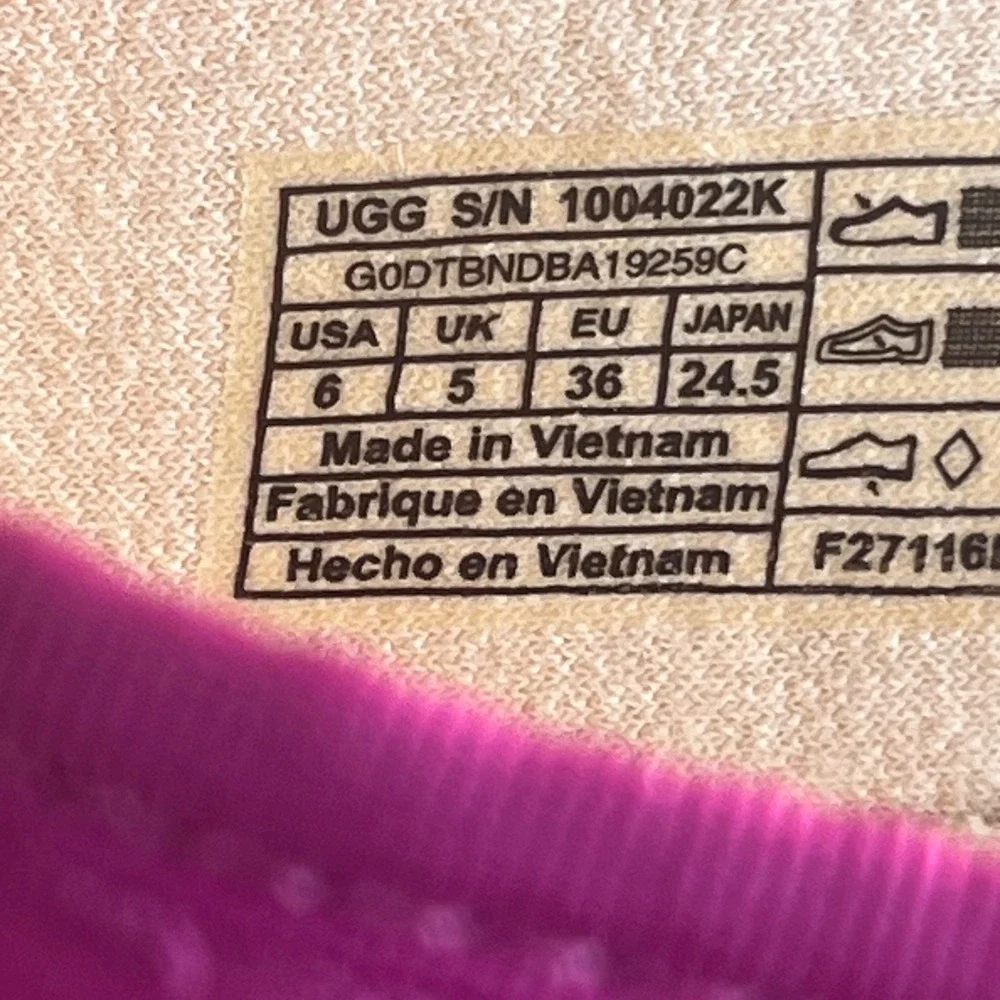 UGG Indah Ballet Flats Pink Eyelet Espadrille Bow Slip On Shoes Women's 6